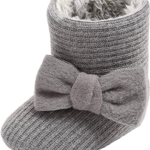CLOUCKY Infant Girls Cute Bowknot Booties Baby Girl Warm Winter Snow Boots - Picture 5 of 7